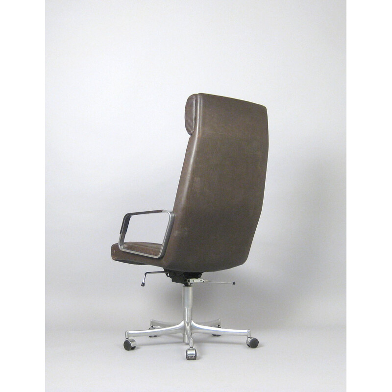 Walter Knoll desk chair in brown leather, Preben FABRICIUS - 1970s