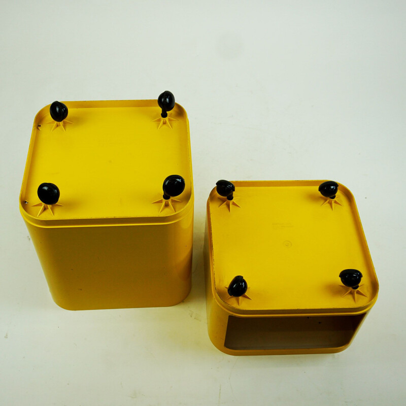 Pair of vintage Yellow Componibili Bar Trolleys by Anna Castelli for Kartell
