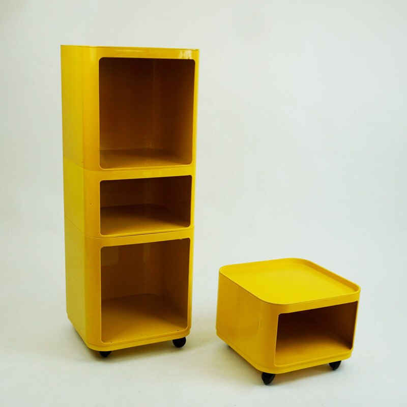 Pair of vintage Yellow Componibili Bar Trolleys by Anna Castelli for Kartell