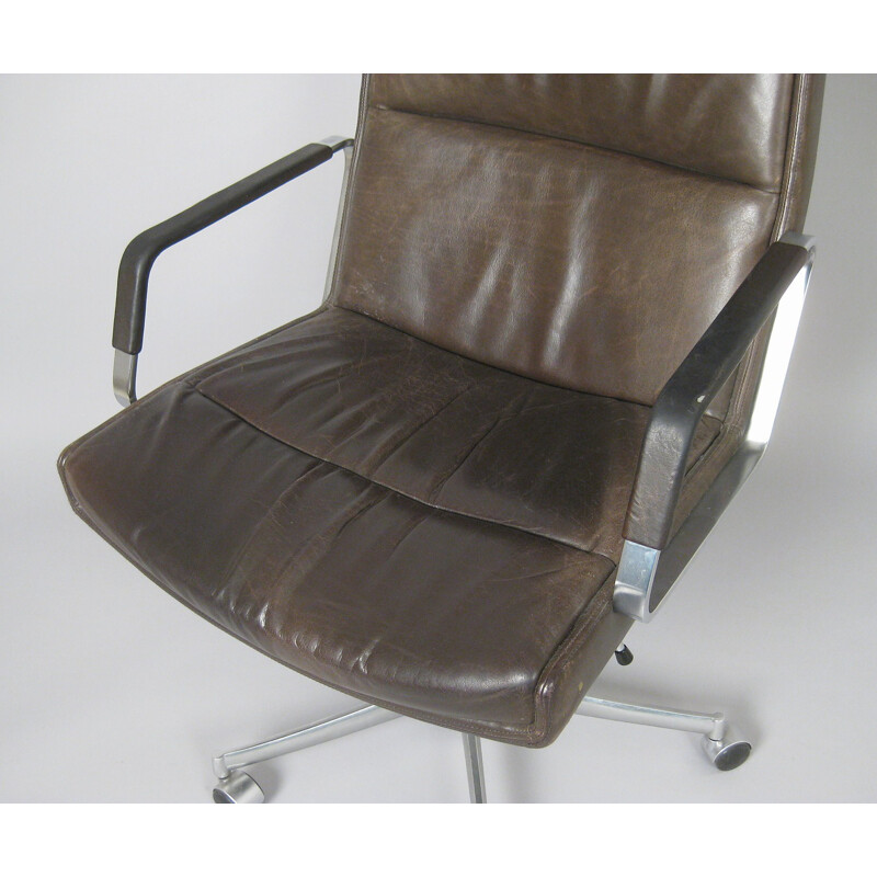 Walter Knoll desk chair in brown leather, Preben FABRICIUS - 1970s