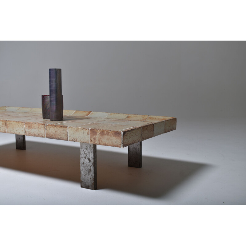 Table basse vintage en céramique par Roger Capron