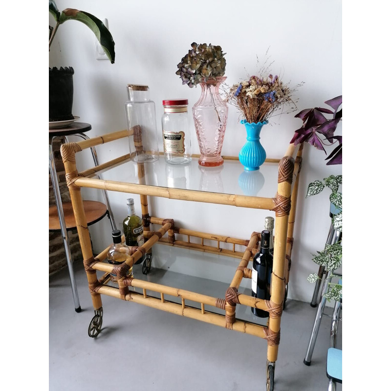 Vintage Bar Dessert with Rattan Wheels