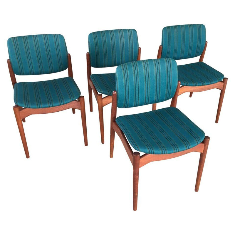 Set of 4 vintage teak captain's chairs by Erik Buch for Ørum Møbelfabrik, 1960