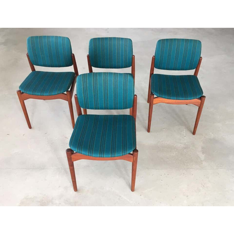 Conjunto de 4 cadeiras de capitão de teca vintage de Erik Buch para Ørum Møbelfabrik, 1960