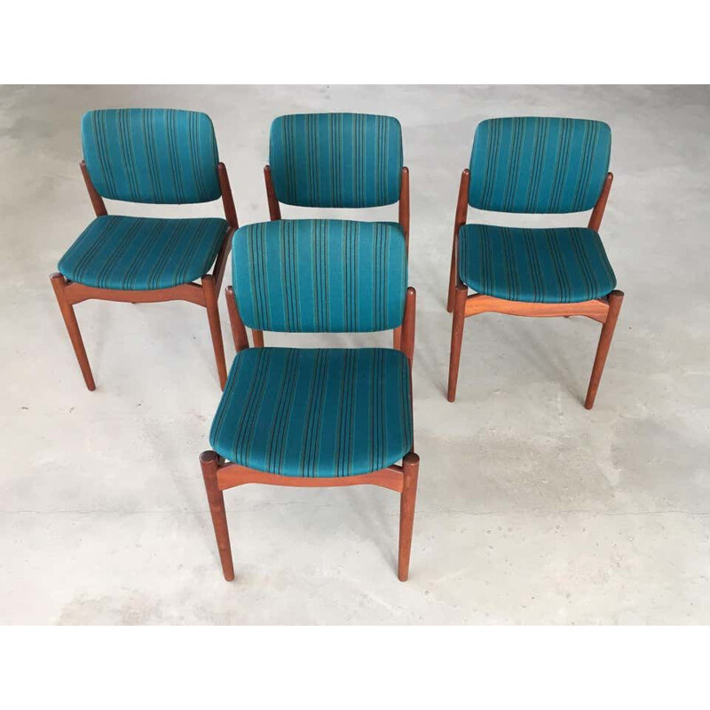 Set di 4 sedie da capitano vintage in teak di Erik Buch per Ørum Møbelfabrik, 1960