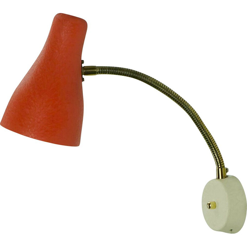 Vintage wall lamp with flexible arm metal shade 1950s