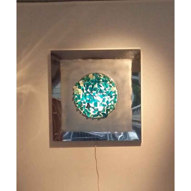 Esperia "Ocean Blue" wall lamp in glass, Angelo BROTTO - 1970s 