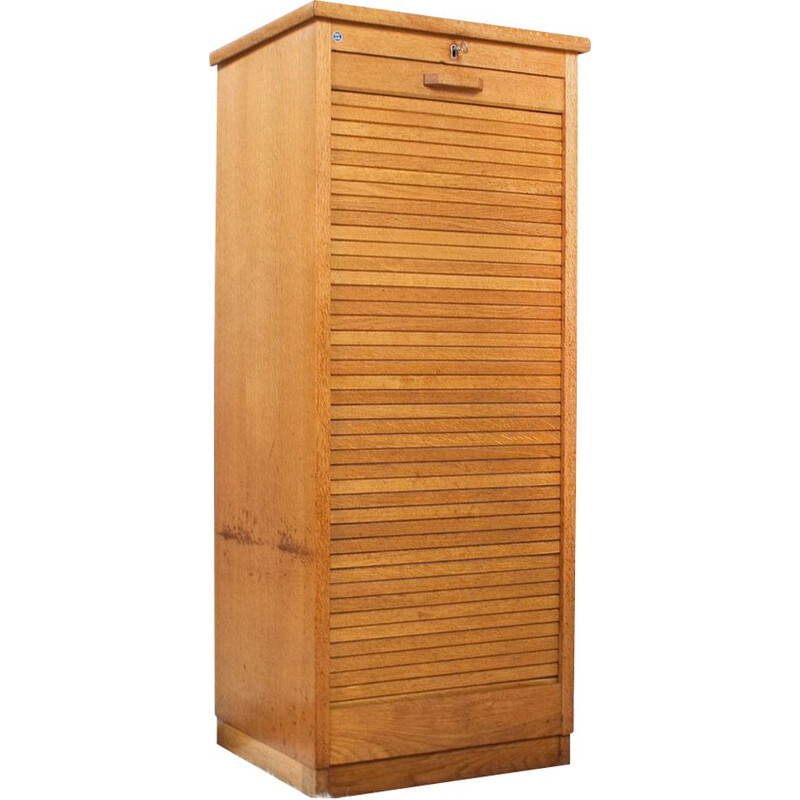 Vintage Oak Tambour cabinet Archive storage by Eeka1961
