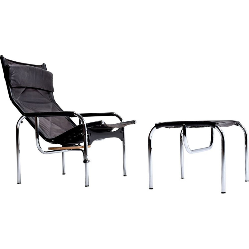 Vintage armchair and ottoman by Hans Heichenberger for Strässle 1960