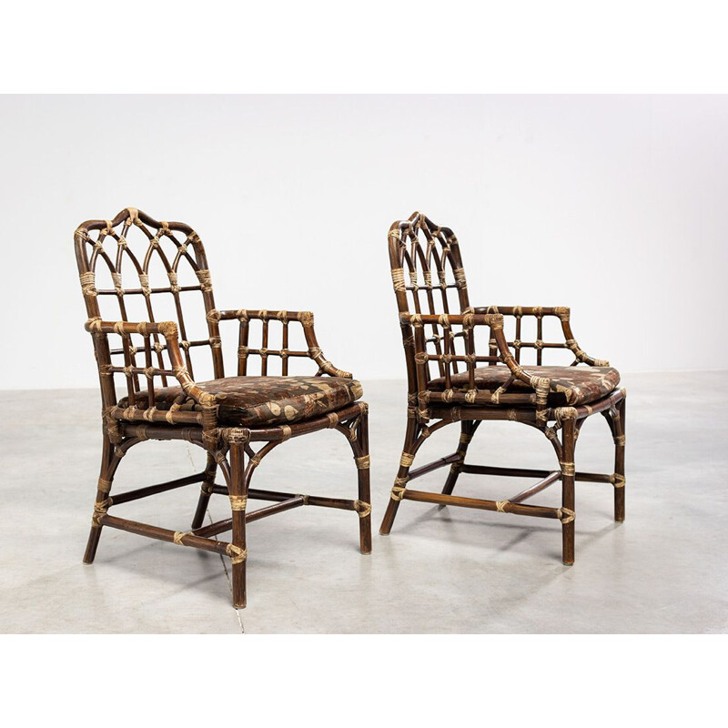 Par de cadeiras de bambu vintage M-118 de Elinor McGuire, 1970