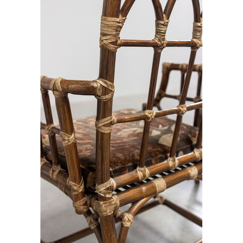 Coppia di sedie per ospiti vintage M-118 in bambù di Elinor McGuire, 1970