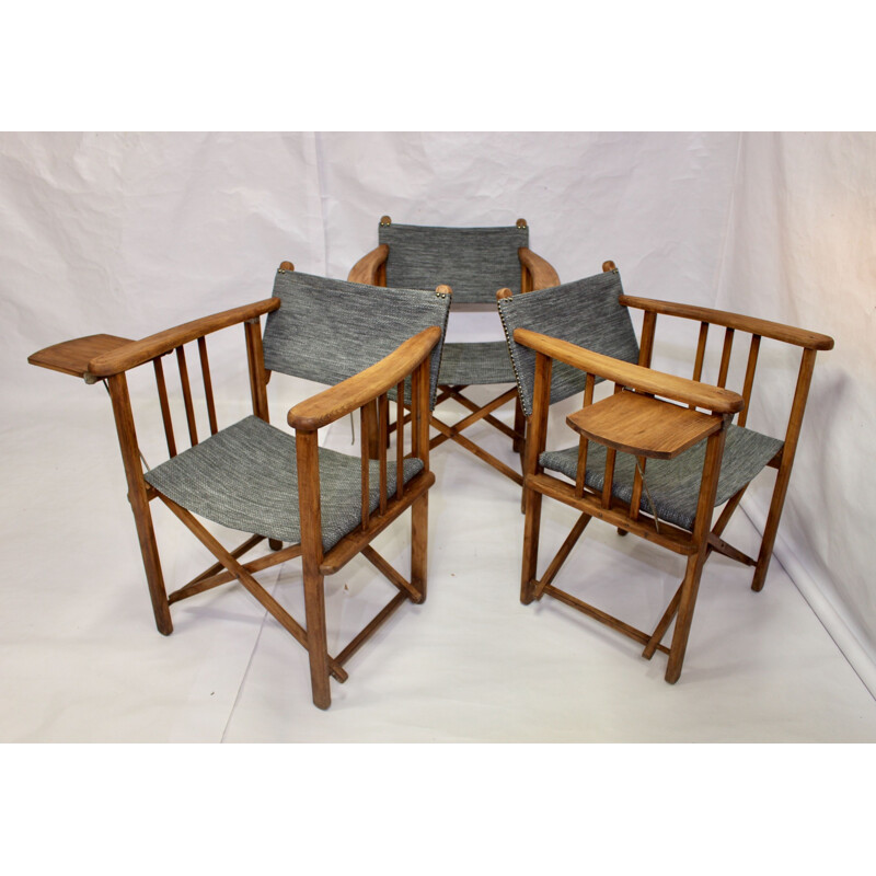 Set of 3 vintage folding director's chairs brand Clairitex 1950