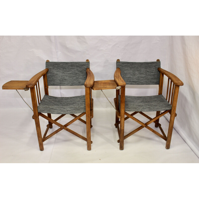 Set of 3 vintage folding director's chairs brand Clairitex 1950