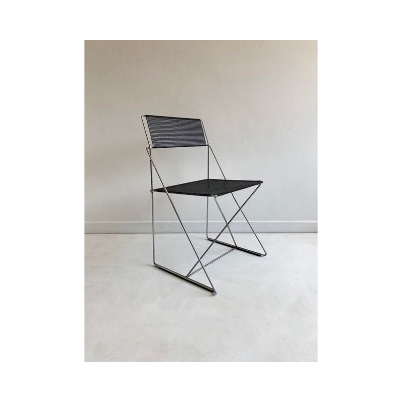 Vintage Stacking Chair Postmodern Black 'X-Line' by N.J. Haugesen 1970