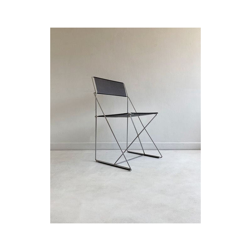 Vintage Stacking Chair Postmodern Black 'X-Line' by N.J. Haugesen 1970