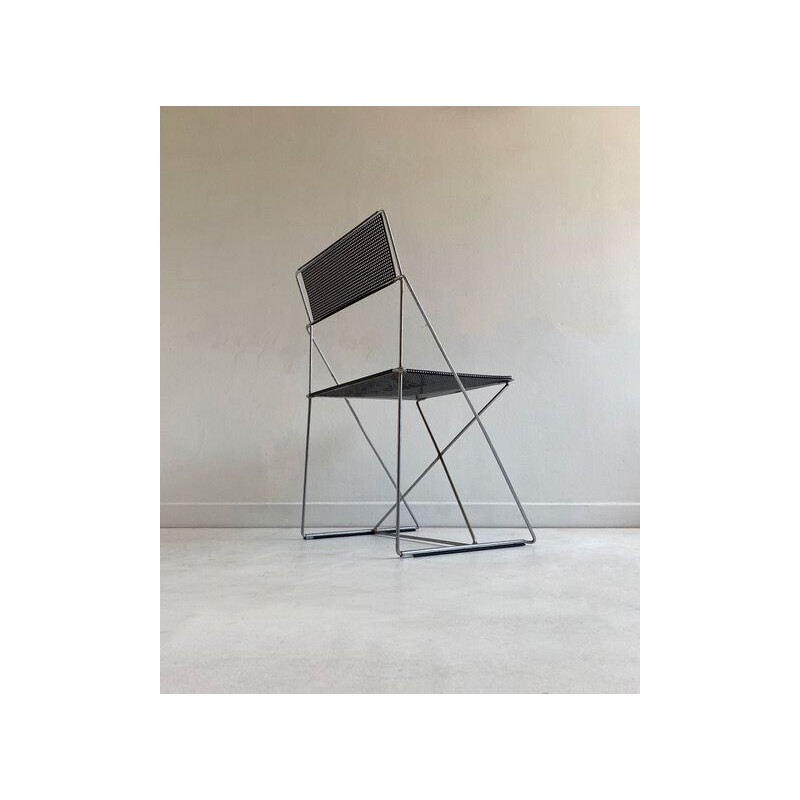 Vintage Stacking Chair Postmodern Black 'X-Line' by N.J. Haugesen 1970