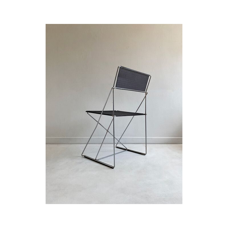 Vintage Stacking Chair Postmodern Black 'X-Line' by N.J. Haugesen 1970