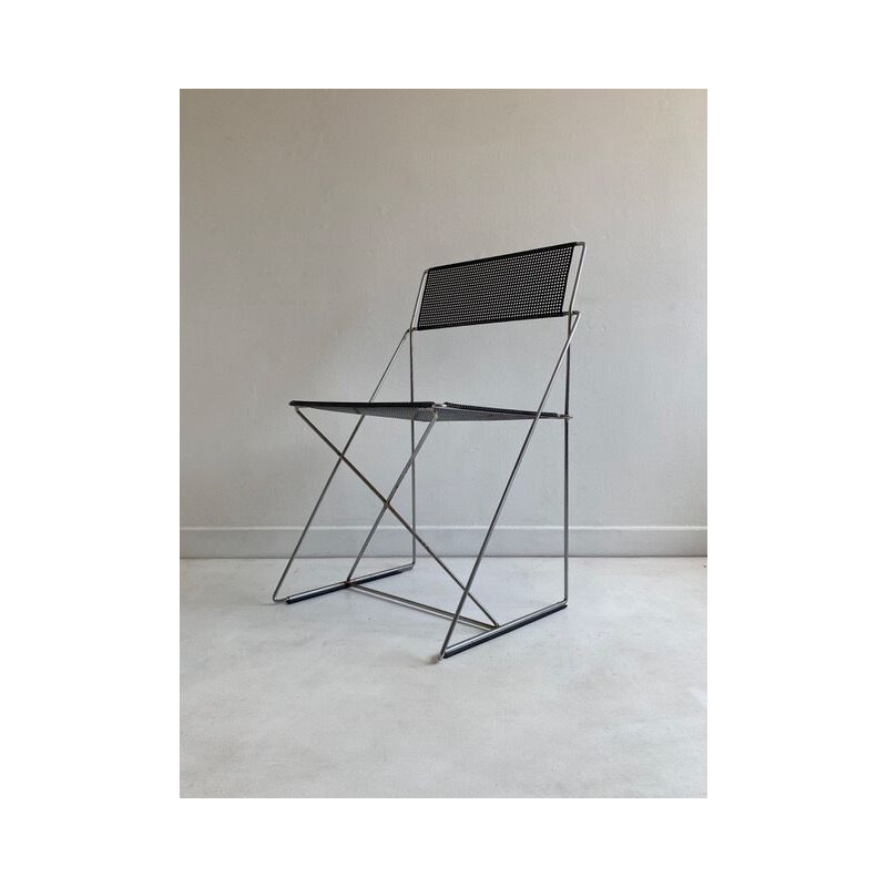 Vintage Stacking Chair Postmodern Black 'X-Line' by N.J. Haugesen 1970