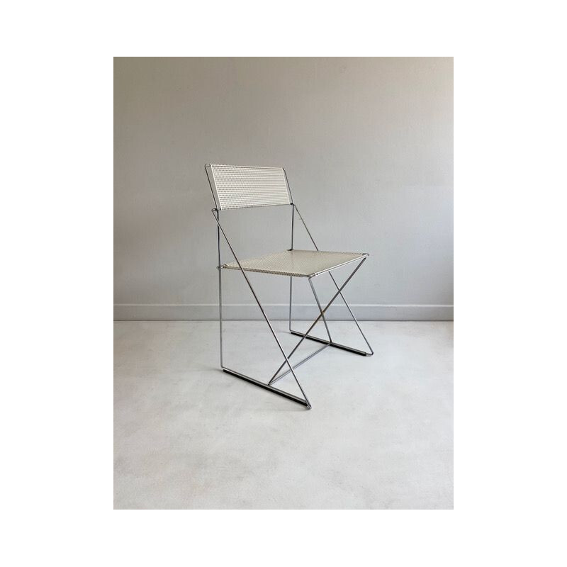 Vintage Stacking Chair Postmodern White 'X-Line' by N.J. Haugesen 1970