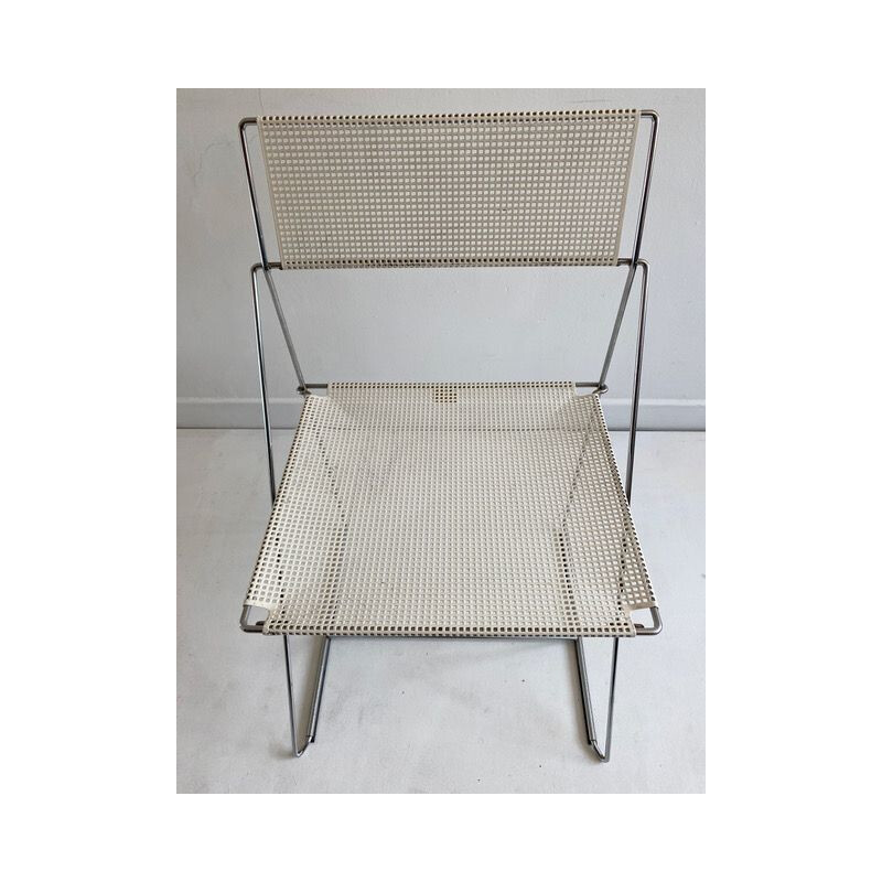 Vintage Stacking Chair Postmodern White 'X-Line' by N.J. Haugesen 1970