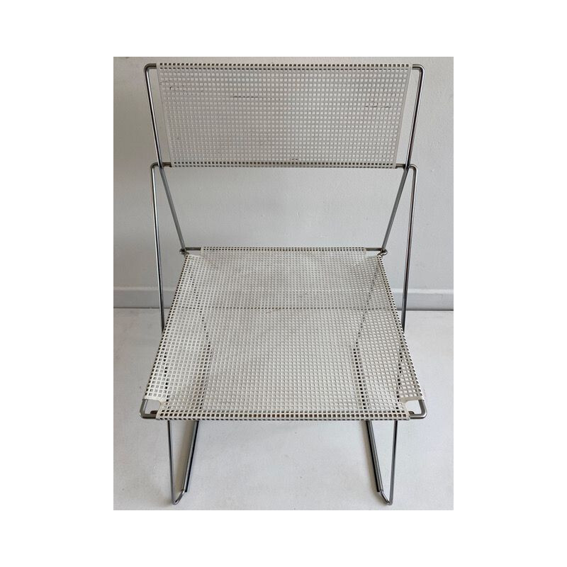 Vintage Stacking Chair Postmodern White 'X-Line' by N.J. Haugesen 1970
