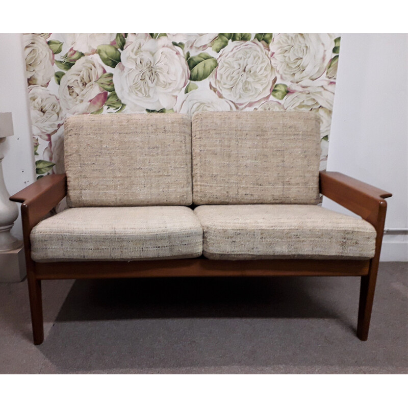 Vintage 2 seater solid teak sofa by Arne Wahl IVERSEN.