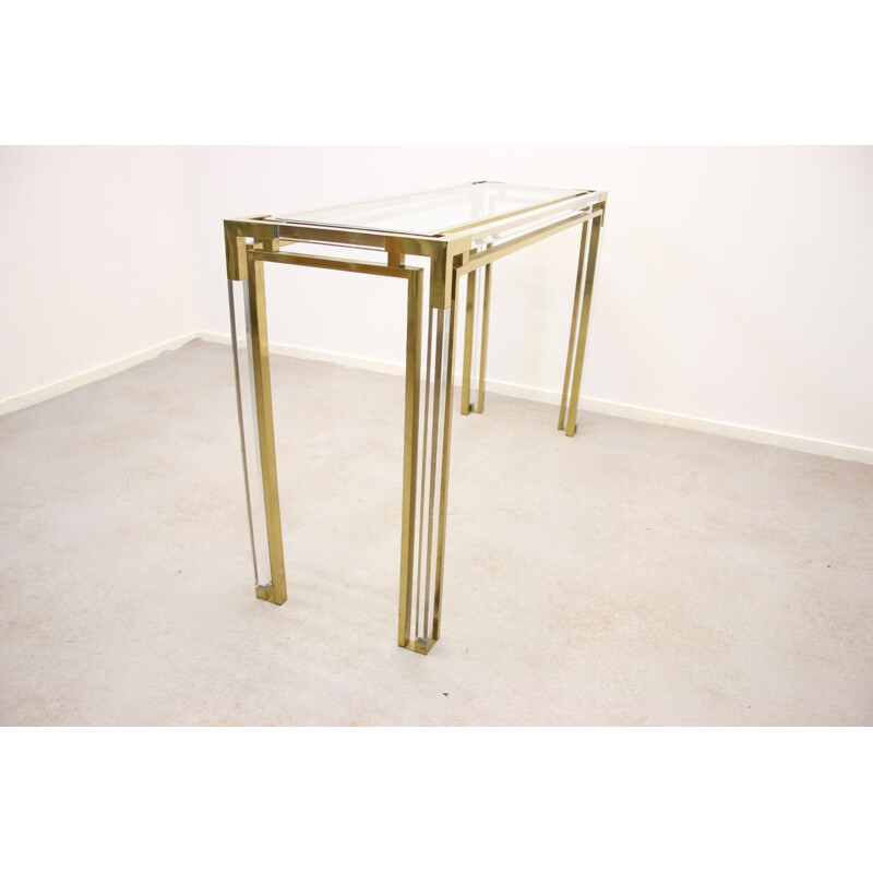 Vintage Golden plexiglass or lucite sidetable from Charels hollis jones 1980