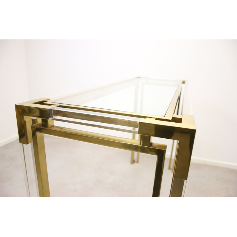 Vintage Golden plexiglass or lucite sidetable from Charels hollis jones 1980