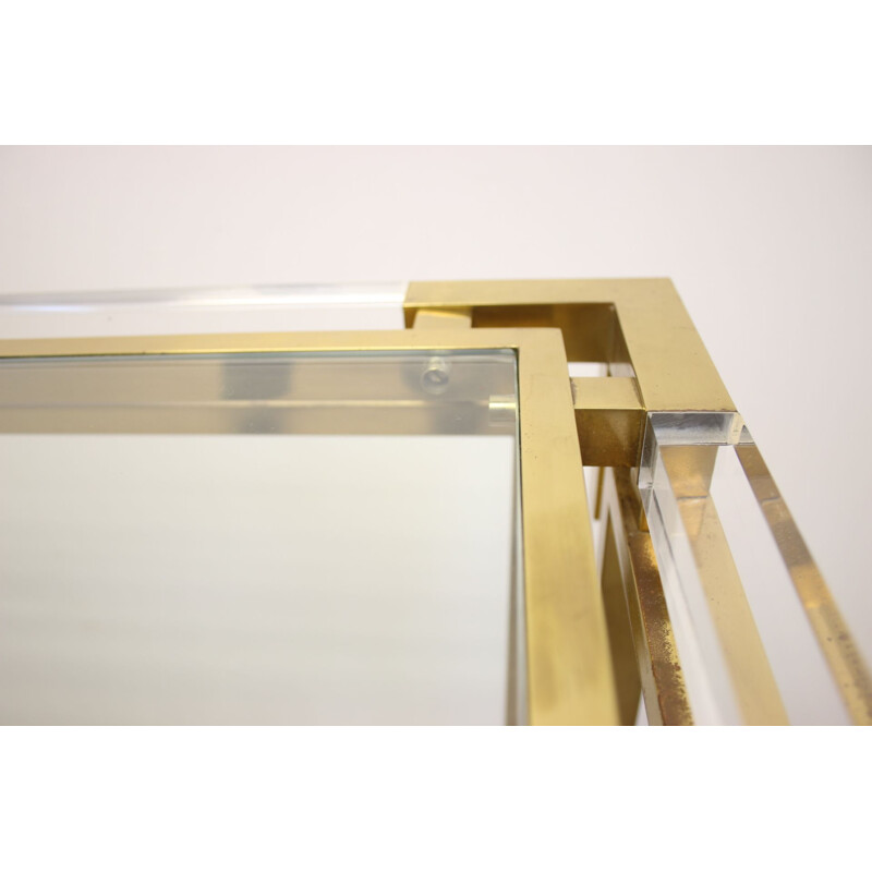 Vintage Golden plexiglass or lucite sidetable from Charels hollis jones 1980