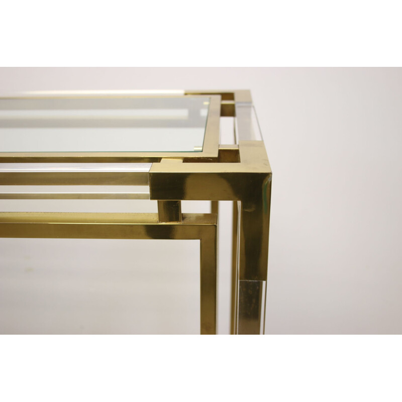 Vintage Golden plexiglass or lucite sidetable from Charels hollis jones 1980