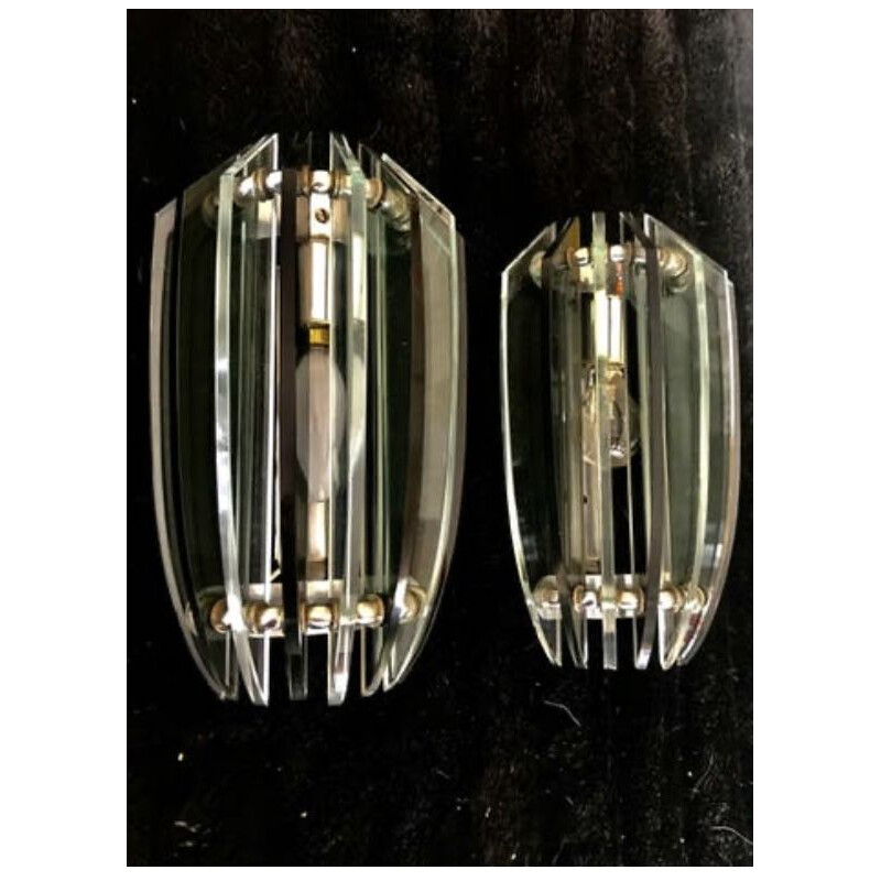 Pair of vintage sconces by Veca in glass 1960