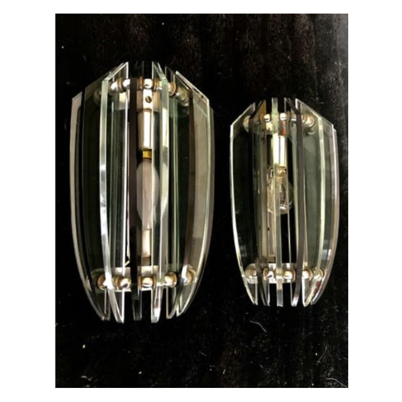 Pair of vintage sconces by Veca in glass 1960