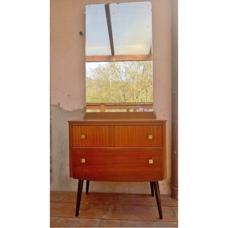 Exotic wood veneer vintage dressing table 1960