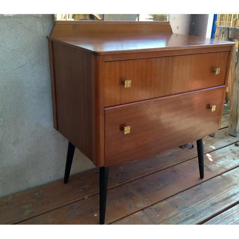 Exotic wood veneer vintage dressing table 1960