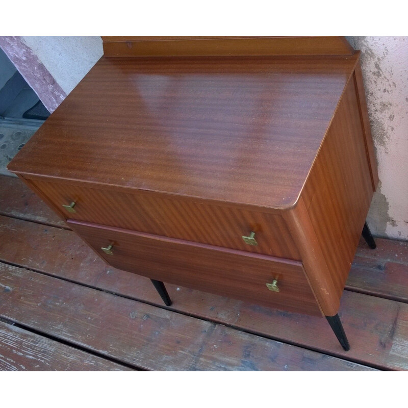 Exotic wood veneer vintage dressing table 1960