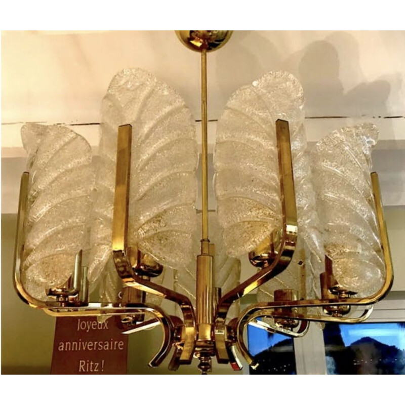 Vintage chandelier Carl Fagerlund by Orrefors de Murano 1960