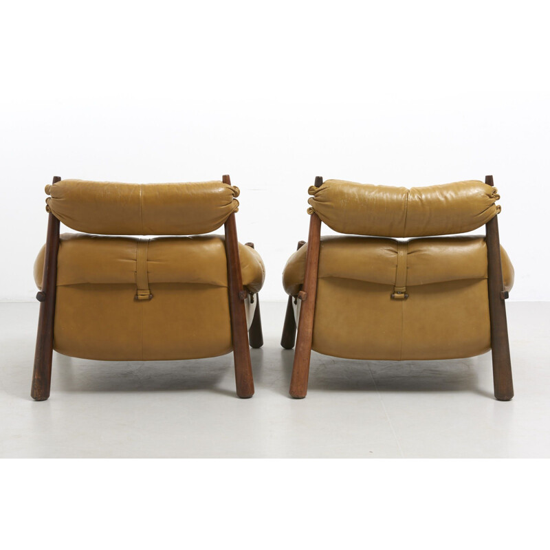 Pair of Vintage  Brazilian Lounge Chairs with Ottoman by Percival Lafer - 1960s