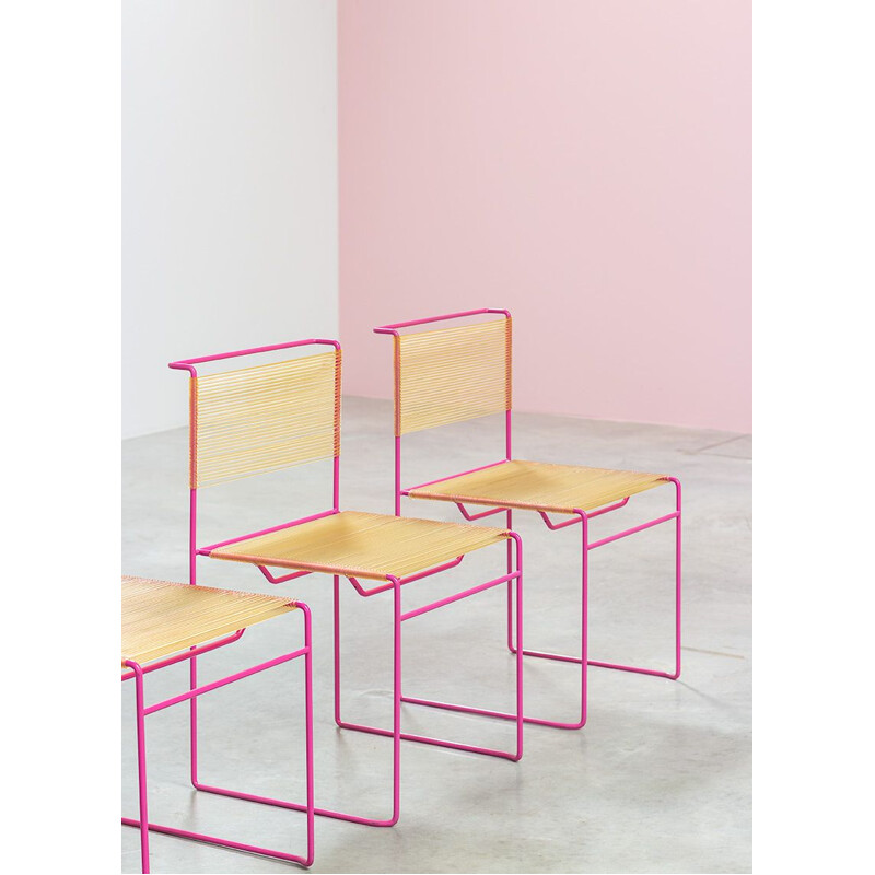 Set of 6 vintage pink dining chairs by Giandomenico Belotti for Fly Line, 1970