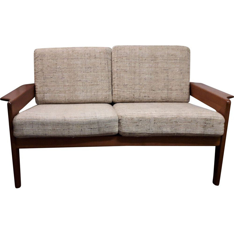 Vintage 2 seater solid teak sofa by Arne Wahl IVERSEN.