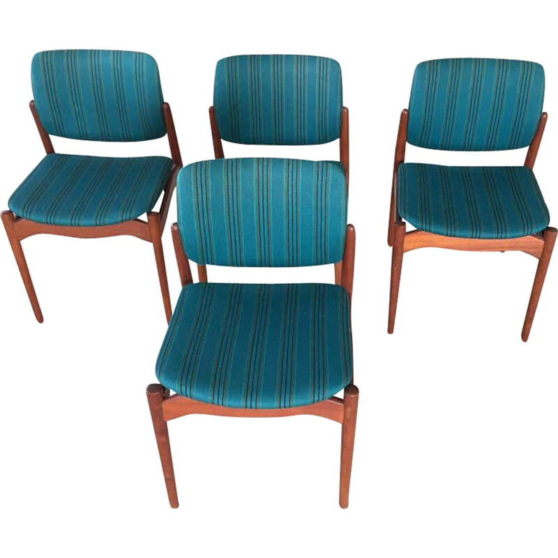 Ensemble de 4 chaises à manger vintage en teck captain par Erik Buch pour Ørum Møbelfabrik, 1960