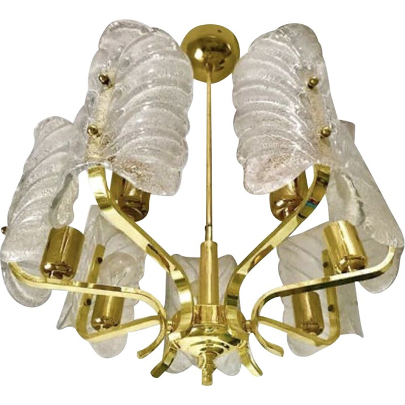 Vintage chandelier Carl Fagerlund by Orrefors de Murano 1960