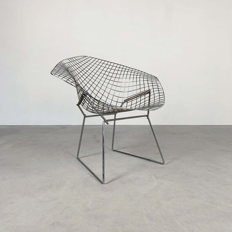 Vintage Chromed Diamond Chair by Harry Bertoia for Knoll, 1970s