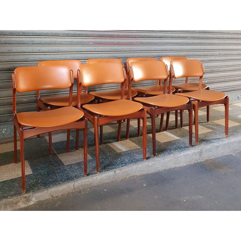 Lot de 8 Chaises vintage Palissandre Erik Buch Pour Od Møbler Modèle 49 1960