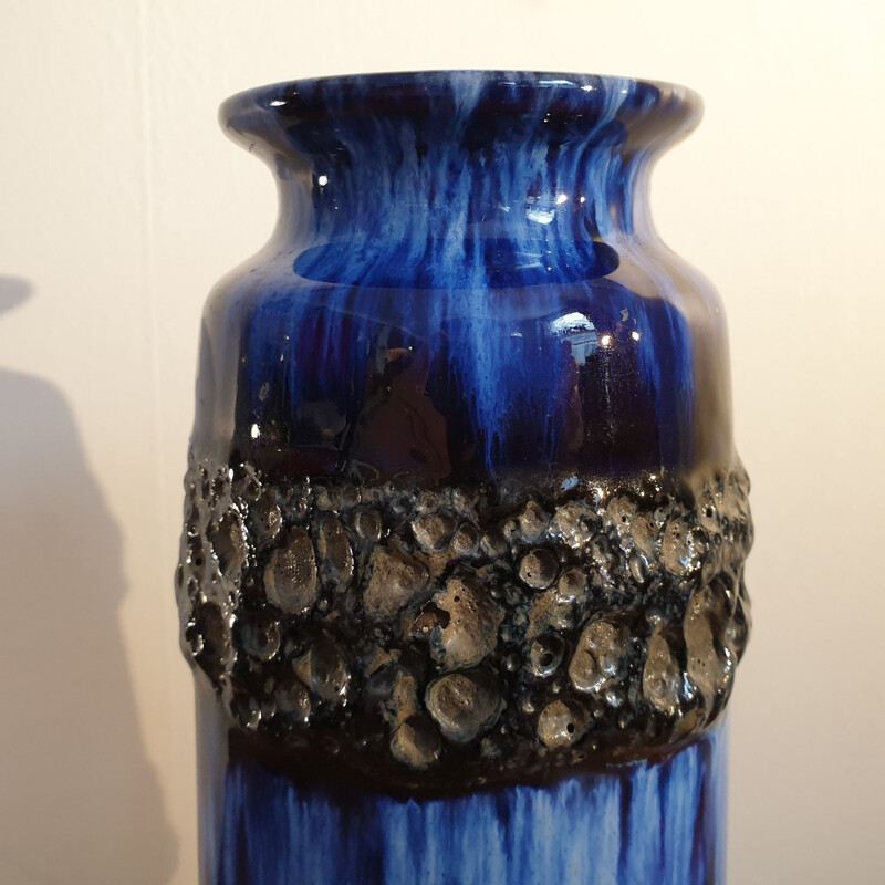 Vase Vintage Bleu Grosse Lave Allemande 1960