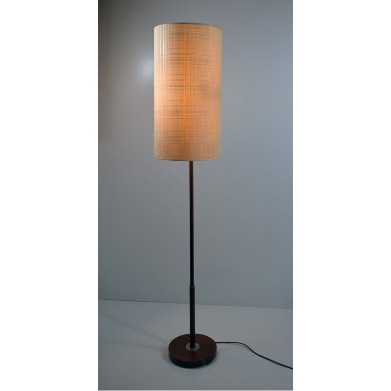 Vintage teak and rhodoïd lined cord floor lamp, 1960