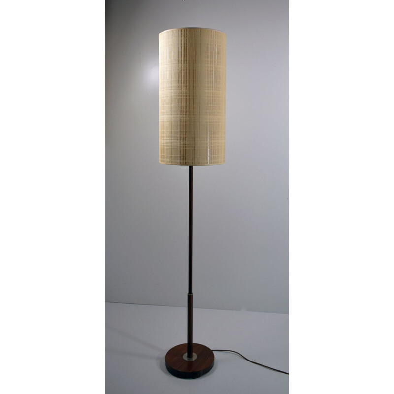 Vintage teak and rhodoïd lined cord floor lamp, 1960