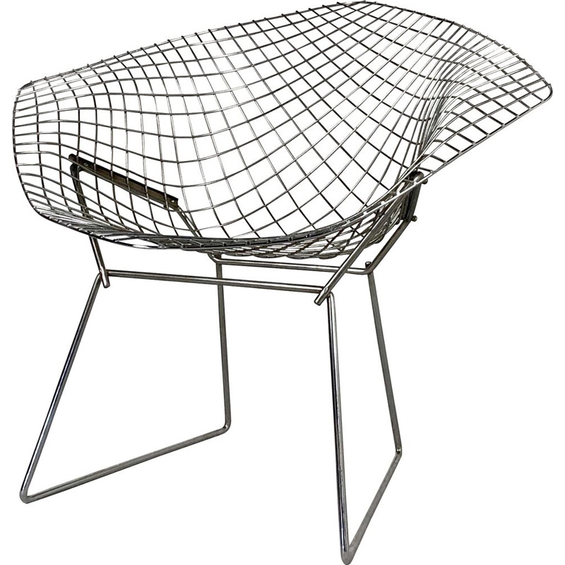 Fauteuil Vintage diamant chromé par Harry Bertoia pour Knoll 1970