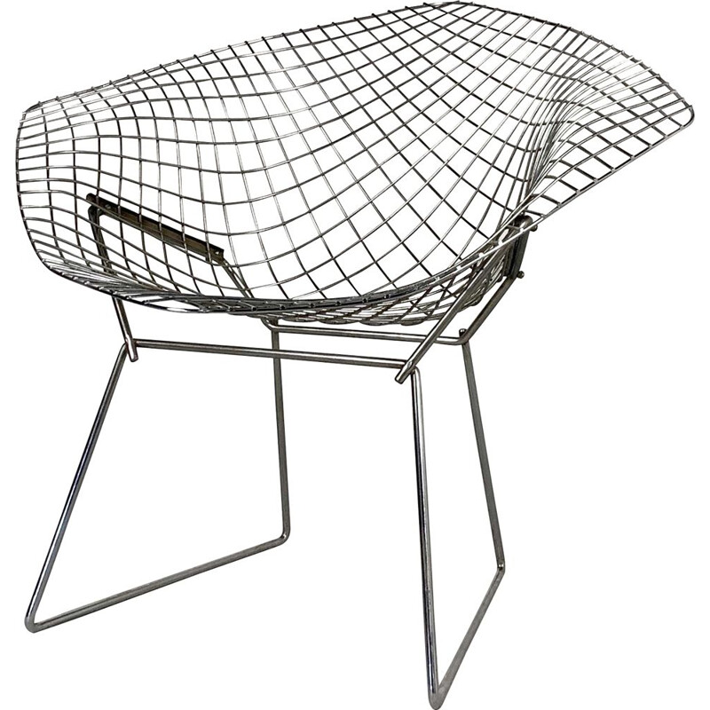 Vintage Chromed Diamond Chair by Harry Bertoia for Knoll, 1970s