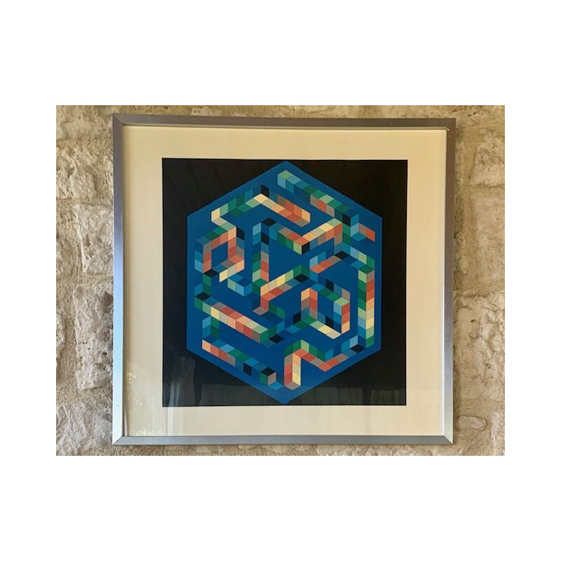 Vintage Op Impression of the art gallery 'BABEL - 3' Victor Vasarely 1971