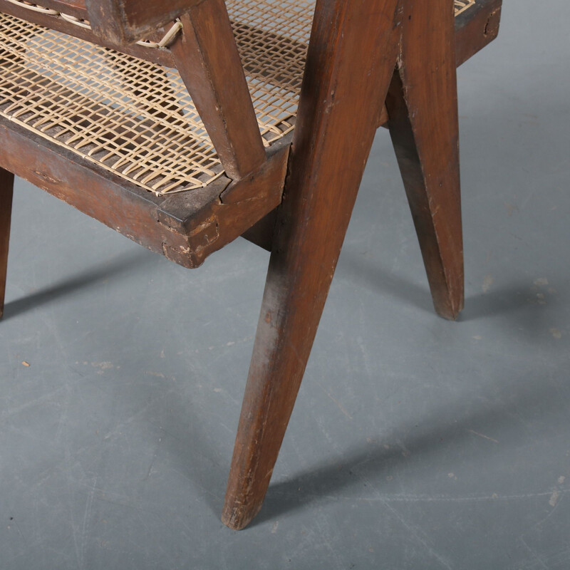 Vintage cane office chair for Chandigarh Pierre Jeanneret India 1950